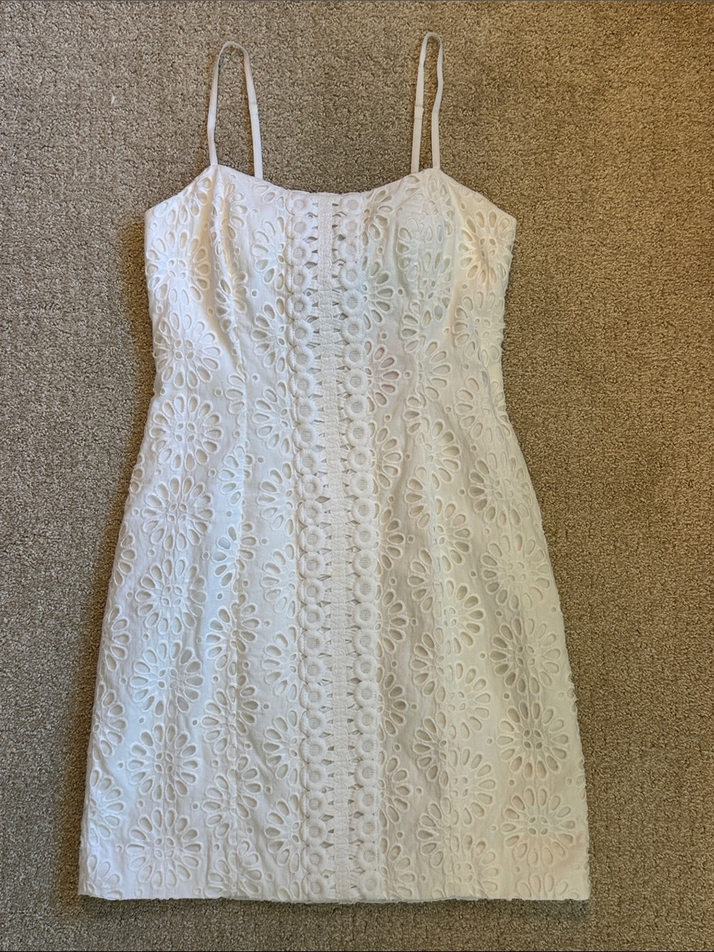 Lilly Pulitzer white Eyelet Spaghetti-Strap Dress, perfect condition, sz 0
